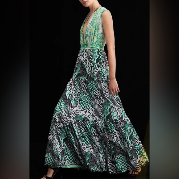 DIANE VON FURSTENBERG Green and Black Reversible Mesh Wrap 👗 Drew dress - Picture 4 of 8